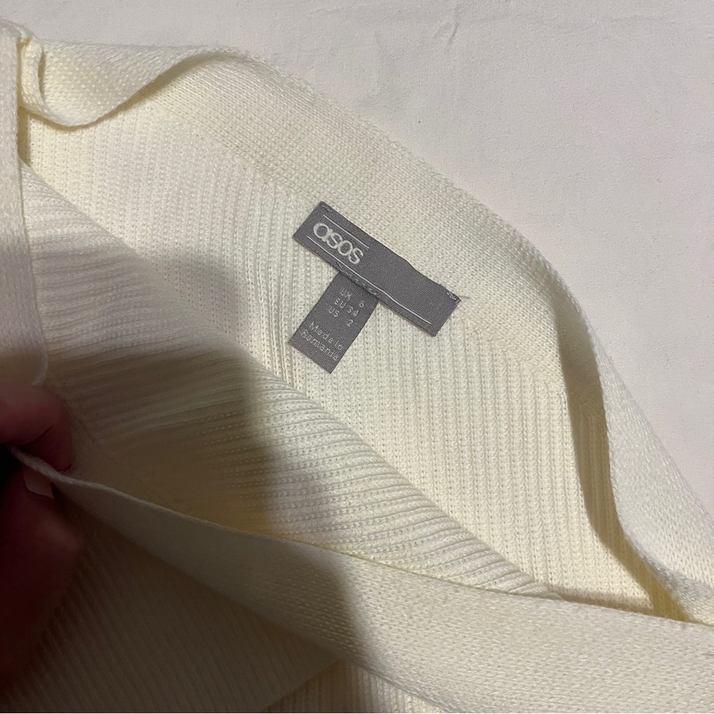 ASOS Cream Ribbed One-Shoulder Top - Picture 4 of 4